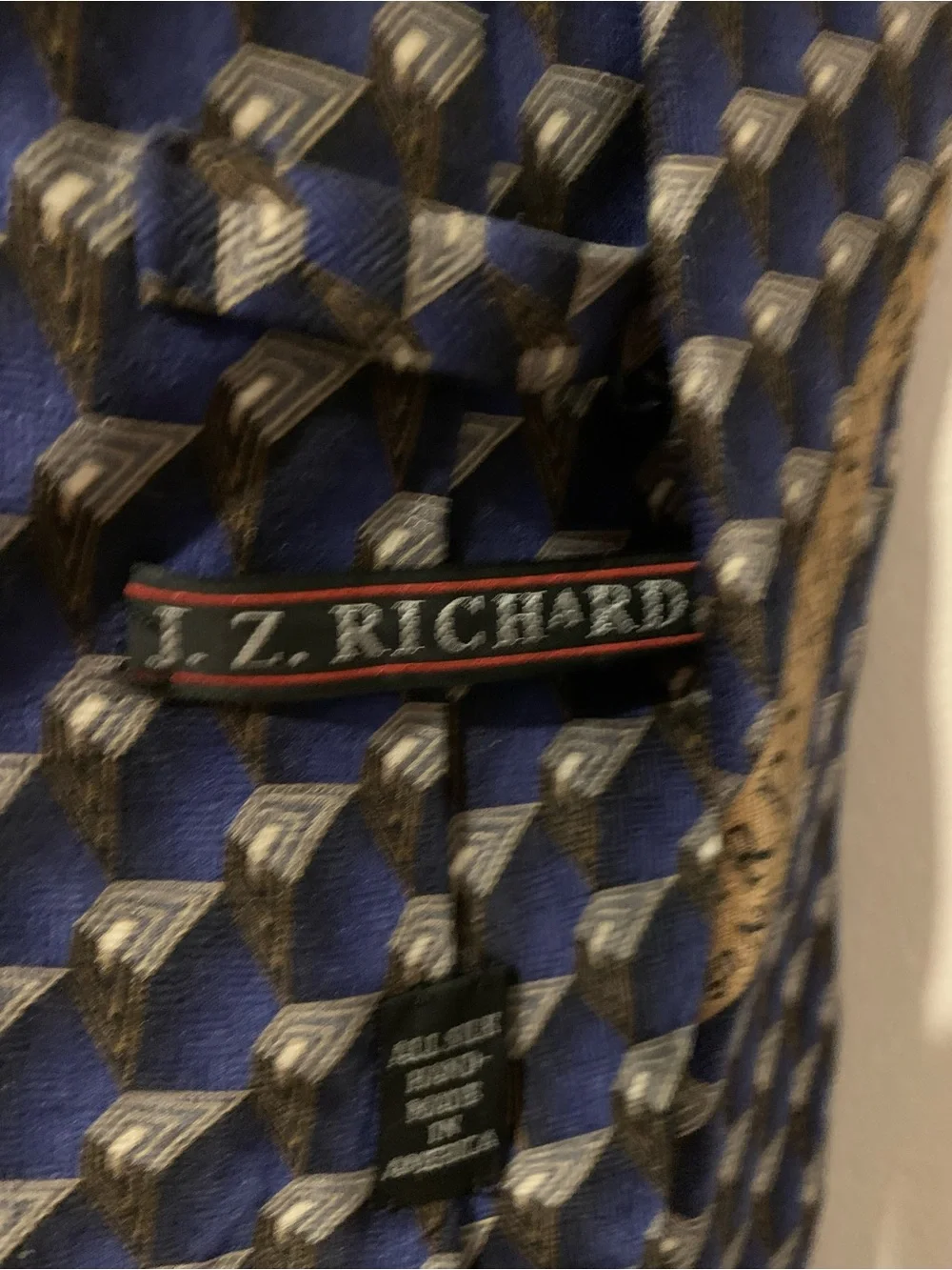 Men's Navy Blue Patterned Silk Tie